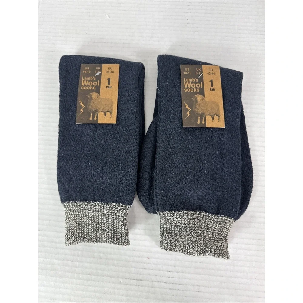 Lamb's Wool Blend Socks NEW Men's US 10-13 Lot of 2 Blue Calf Length 1397
